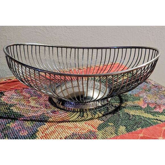 Antique/Vintage Leonard Silver Plated Wire Bread Fruit Basket Made in Hong Kong - Picture 2 of 7